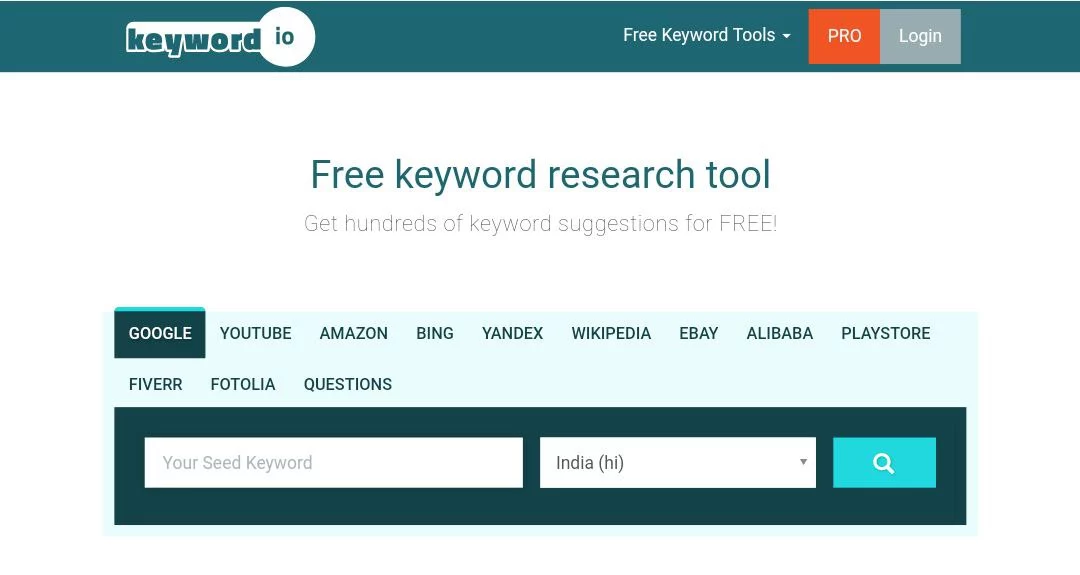 Keyword.io free keyword research tool